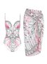Vacation Ethnic Printing Notched  One Piece With Cover Up