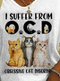 Fun Animal Design Loose V-Neck Knitted T-Shirt