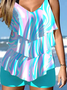 Casual Abstract Printing V Neck Tankini