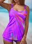 Abstract Scoop Neck Casual Tankini