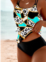 Vacation Abstract Printing Scoop Neck Tankini