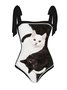 Vacation Animal Picture Printing Square Neck One Piece With Cover Up