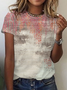Casual Loose Crew Neck Ethnic T-Shirt