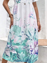 Loose Floral V Neck Casual Dress