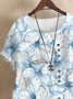 Loose Casual Floral Crew Neck Shirt