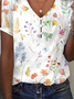 Casual Buckle Loose Floral T-Shirt