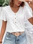 Womens Casual V Neck Plain Loose Shirt