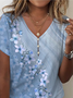 Loose Floral Casual V Neck Shirt