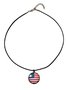 Independence Day American Flag Pattern Crystal Leather Necklace Party Holiday Jewelry