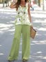 Casual Floral Loose Crew Neck Two-Piece Set