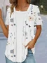 V Neck Loose Casual Floral Blouse