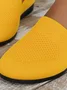 Women's Breathable Mesh Fabric Flat Shoes Breathable Women Running Shoes Slip On Flat Shoes Lightweight Knitting Comfortable Flats