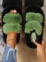 Casual Color Block Double Strap Fluffy Slippers