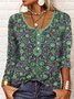 Ethnic Casual Crew Neck Knitted Blouse