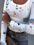 Floral Regular Fit Casual Knitted T-Shirt