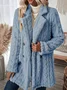 Women's Winter Outerwear Casual Plain Long Sleeve Lapel Collar Fleece Coat