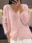 Women's Casual Winter Plain Glitter Cardigan