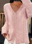 Women's Casual Winter Plain Glitter Cardigan