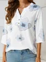 JFN Stand Collar Floral Casual Blouse