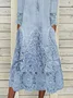 Women's Long Sleeve Spring/Fall Random Print Lace Dress Asymmetrical Daily Going Out Casual Maxi H-Line Blue