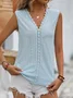 Women's Sleeveless Tank Top Camisole Summer Plain Lace V Neck Daily Going Out Casual Top White