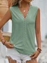 Women's Sleeveless Tank Top Camisole Summer Plain Lace V Neck Daily Going Out Casual Top White