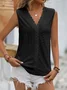 Women's Sleeveless Tank Top Camisole Summer Plain Lace V Neck Daily Going Out Casual Top White