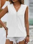 Women's Sleeveless Tank Top Camisole Summer Plain Lace V Neck Daily Going Out Casual Top White