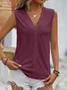 Women's Sleeveless Tank Top Camisole Summer Plain Lace V Neck Daily Going Out Casual Top White