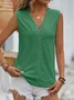 Women's Sleeveless Tank Top Camisole Summer Plain Lace V Neck Daily Going Out Casual Top White