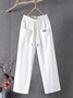 Women's Elastic Waist H-Line Straight Pants Daily Going Out Pants Casual Cotton And Linen Plain Spring/Fall Pants