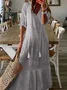 Women's Half Sleeve Summer Striped Cotton Dress V Neck Daily Going Out Casual Maxi H-Line Gray