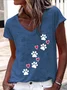 Women's Short Sleeve Tee T-shirt Summer Dog Cotton-Blend V Neck Daily Going Out Casual Top Green