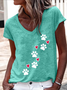 Women's Short Sleeve Tee T-shirt Summer Dog Cotton-Blend V Neck Daily Going Out Casual Top Green