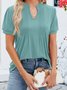 Women's Short Sleeve Tee/T-shirt Summer Plain V Neck Daily Going Out Casual Top Black