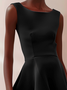 Women's Sleeveless Summer Plain Ruched Dress Crew Neck Cocktail Going Out Urban Mini A-Line Black