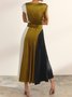 Women's Sleeveless Summer Color Block Bow Dress Crew Neck Commuting Going Out Urban Midi H-Line Green