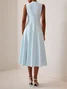 Women's Sleeveless Summer Plain Ruched Dress Crew Neck Commuting Going Out Urban Midi H-Line Blue