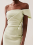 Women's Sleeveless Summer Plain Ruched Dress Boat Neck Date Going Out Urban Midi H-Line Green