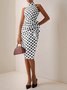 Women's Sleeveless Summer Polka Dots Ruched Dress Mock Neck Commuting Going Out Urban Midi Bodycon