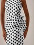 Women's Sleeveless Summer Polka Dots Ruched Dress Mock Neck Commuting Going Out Urban Midi Bodycon