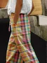 Women's H-Line Daily Going Out Pants Casual Cotton Plaid Spring/Fall Pants