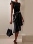 Women's Sleeveless Summer Color Block Split Joint Dress Crew Neck Date Going Out Urban Midi A-Line