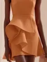 Women's Sleeveless Summer Plain Ruched Dress Crew Neck Date Going Out Urban Mini A-Line Orange