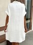Women's Short Sleeve Summer Plain Shirt Collar Daily Going Out Casual Short A-Line Shirt Dress Dress White