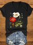 Women's Short Sleeve Tee T-shirt Summer Floral Knitted V Neck Daily Going Out Casual Top White