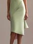 Women's Sleeveless Summer Plain Ruched Dress Crew Neck Date Going Out Urban Midi H-Line