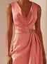 Women's Sleeveless Summer Plain Ruched Dress V Neck Party Going Out Urban Mini A-Line