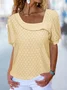 Women's Short Sleeve Tee T-shirt Summer Plain Lace Asymmetrical Daily Going Out Casual Top Black