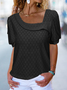 Women's Short Sleeve Tee T-shirt Summer Plain Lace Asymmetrical Daily Going Out Casual Top Black
